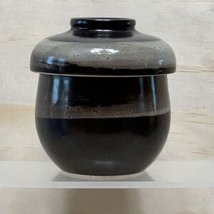 Japanese Brown Tan Ceramic Tea Soup Cup with Lid 4" Tall